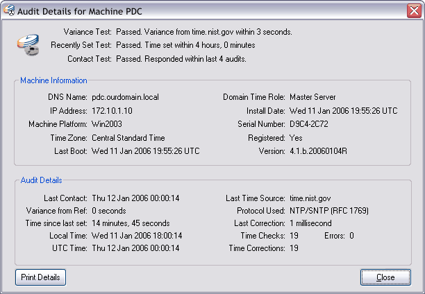 Domain Time II Audit Record