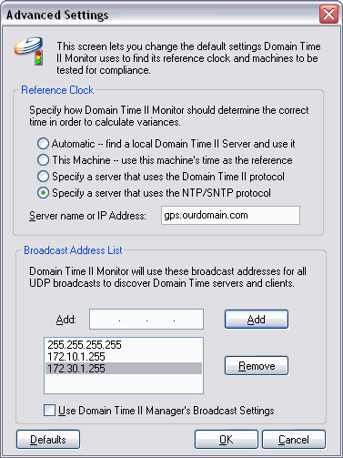 Advanced Settings page