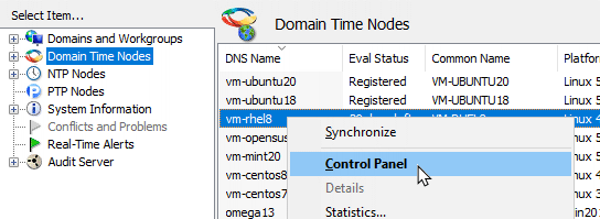 Manager - Connect from the Domain Time Nodes display