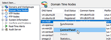 Manager - Connect from the Domain Time Nodes display