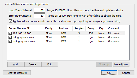 Manager - Time Sources dialog