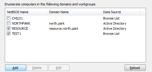 Manager - Select domains/workgroups to enumerate