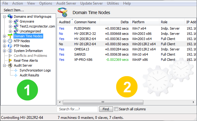 Domain Time II Manager - Panes