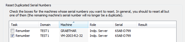 Domain Time II Manager - Reset Duplicated Serial Numbers dialog