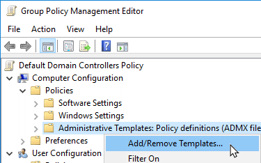 Group Policy Editor - select context menu